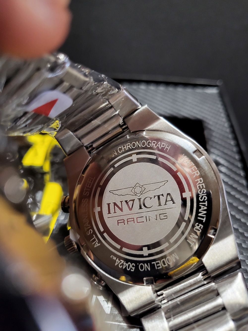 New!Invicta Silver Watch with Yellow Dial and Racing Model Set Watch Model 50420 - Picture 5 of 9